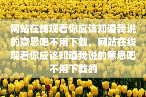 网站在线观看你应该知道我说的意思吧不用下载，网站在线观看你应该知道我说的意思吧不用下载的