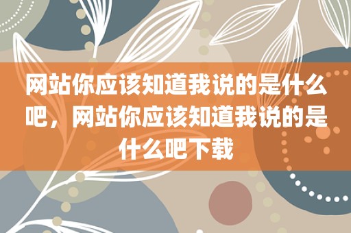 网站你应该知道我说的是什么吧，网站你应该知道我说的是什么吧下载