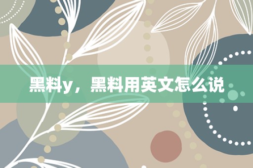 黑料y，黑料用英文怎么说