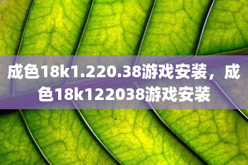 成色18k1.220.38游戏安装，成色18k122038游戏安装