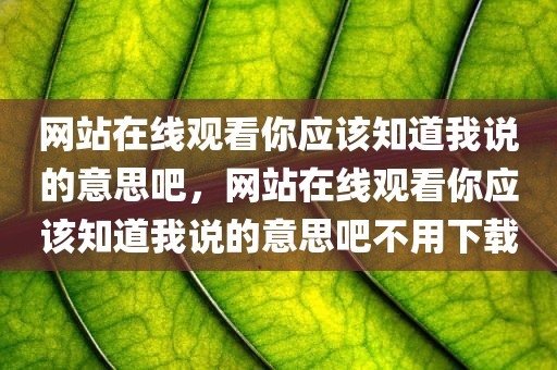 网站在线观看你应该知道我说的意思吧，网站在线观看你应该知道我说的意思吧不用下载