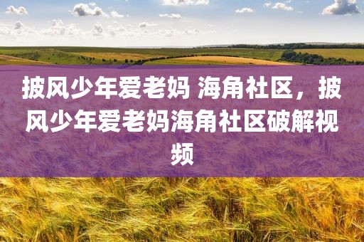 披风少年爱老妈 海角社区，披风少年爱老妈海角社区破解视频