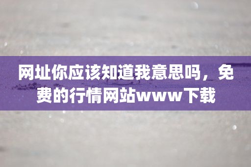 网址你应该知道我意思吗，免费的行情网站www下载