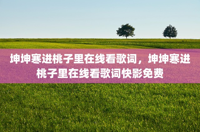 坤坤寒进桃子里在线看歌词，坤坤寒进桃子里在线看歌词快影免费