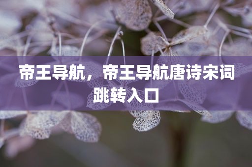 帝王导航，帝王导航唐诗宋词跳转入口