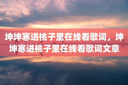 坤坤寒进桃子里在线看歌词，坤坤寒进桃子里在线看歌词文章