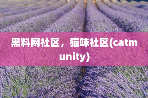 黑料网社区，猫咪社区(catmunity)
