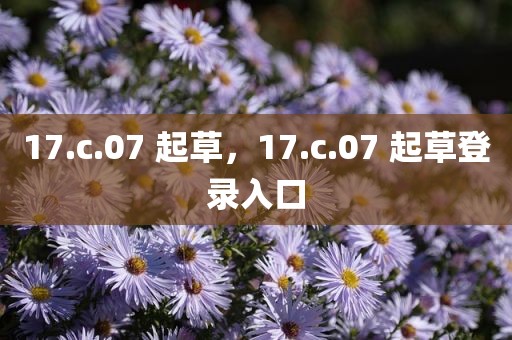 17.c.07 起草，17.c.07 起草登录入口