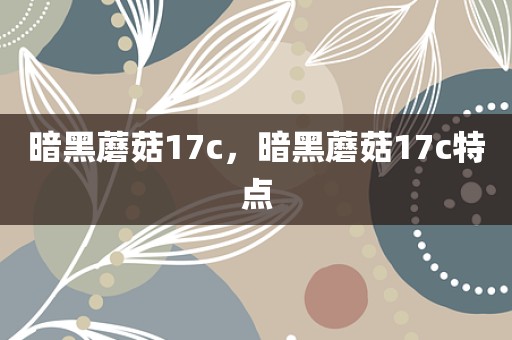 暗黑蘑菇17c，暗黑蘑菇17c特点