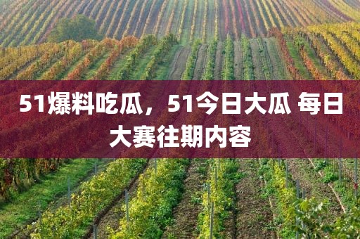 51爆料吃瓜，51今日大瓜 每日大赛往期内容