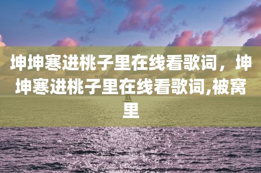 坤坤寒进桃子里在线看歌词，坤坤寒进桃子里在线看歌词,被窝里