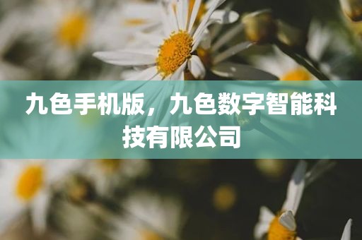 九色手机版，九色数字智能科技有限公司