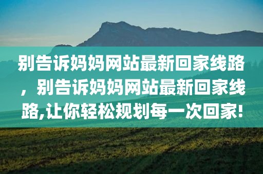 别告诉妈妈网站最新回家线路，别告诉妈妈网站最新回家线路,让你轻松规划每一次回家!