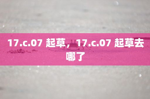 17.c.07 起草，17.c.07 起草去哪了