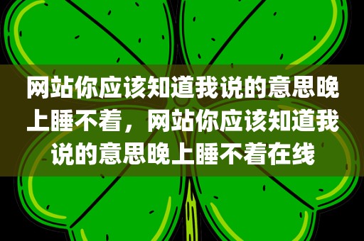 网站你应该知道我说的意思晚上睡不着，网站你应该知道我说的意思晚上睡不着在线