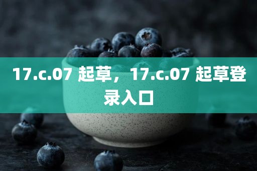 17.c.07 起草，17.c.07 起草登录入口