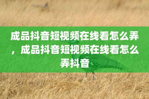 成品抖音短视频在线看怎么弄，成品抖音短视频在线看怎么弄抖音