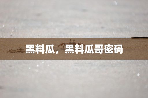 黑料瓜，黑料瓜哥密码