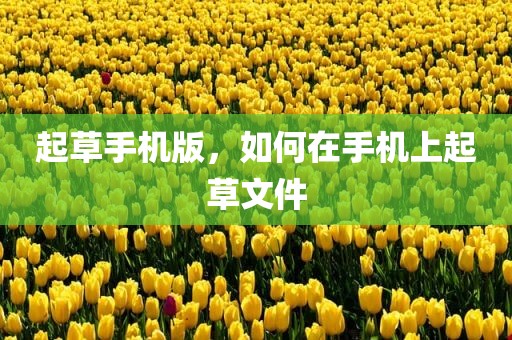 起草手机版，如何在手机上起草文件