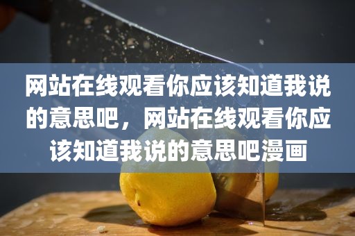 网站在线观看你应该知道我说的意思吧，网站在线观看你应该知道我说的意思吧漫画