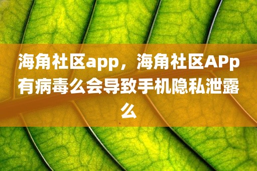 海角社区app，海角社区APp有病毒么会导致手机隐私泄露么