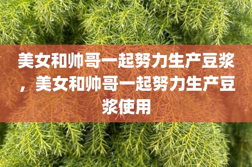 美女和帅哥一起努力生产豆浆，美女和帅哥一起努力生产豆浆使用