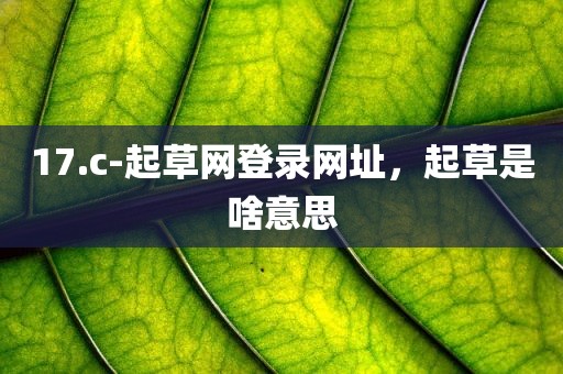 17.c-起草网登录网址，起草是啥意思
