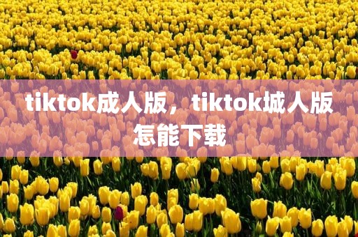 tiktok成人版，tiktok城人版怎能下载