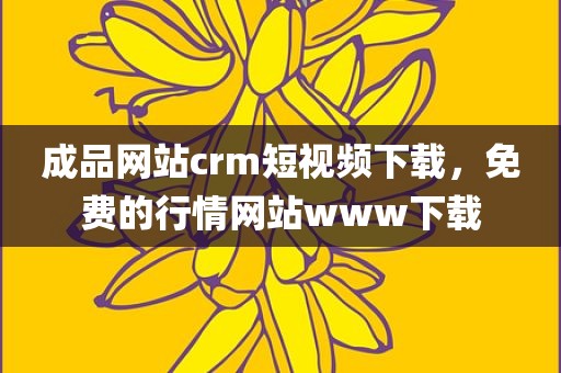 成品网站crm短视频下载，免费的行情网站www下载
