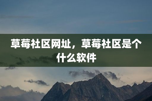 草莓社区网址，草莓社区是个什么软件