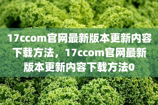 17ccom官网最新版本更新内容下载方法，17ccom官网最新版本更新内容下载方法0