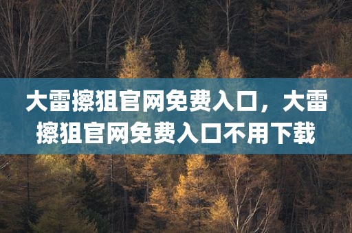 大雷擦狙官网免费入口，大雷擦狙官网免费入口不用下载