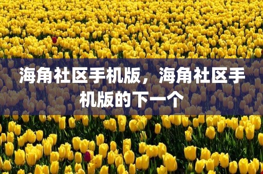 海角社区手机版，海角社区手机版的下一个