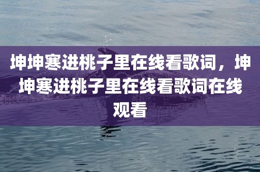 坤坤寒进桃子里在线看歌词，坤坤寒进桃子里在线看歌词在线观看