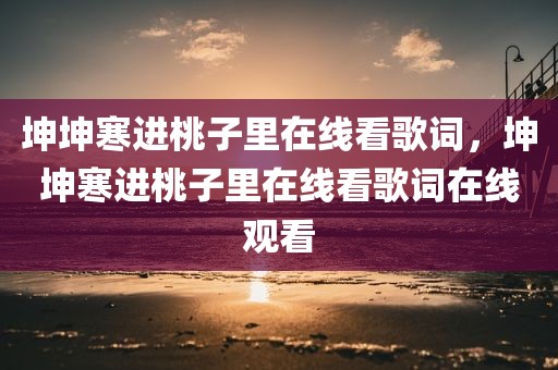 坤坤寒进桃子里在线看歌词，坤坤寒进桃子里在线看歌词在线观看