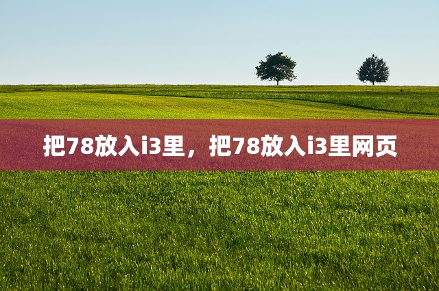 把78放入i3里，把78放入i3里网页