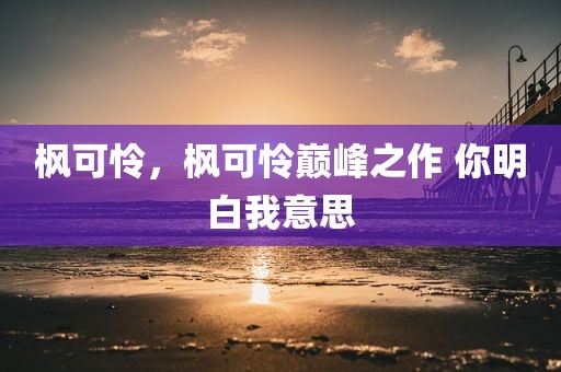 枫可怜，枫可怜巅峰之作 你明白我意思
