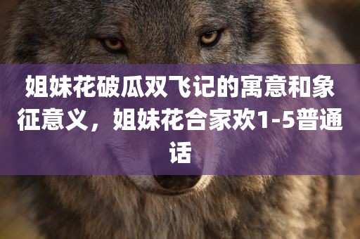 姐妹花破瓜双飞记的寓意和象征意义，姐妹花合家欢1-5普通话