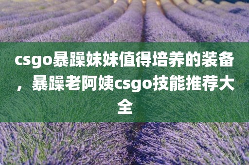 csgo暴躁妹妹值得培养的装备，暴躁老阿姨csgo技能推荐大全