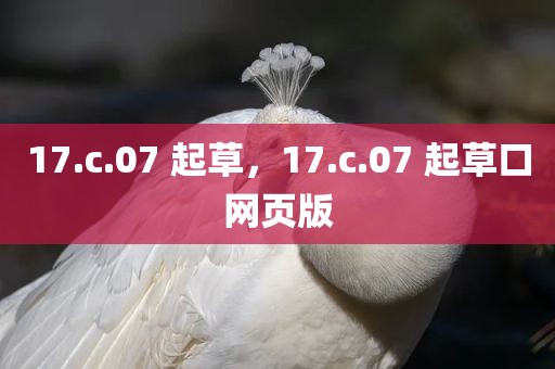 17.c.07 起草，17.c.07 起草口网页版