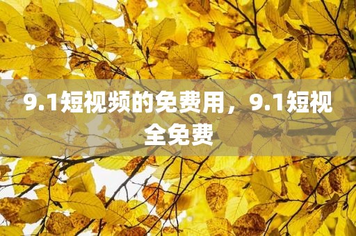9.1短视频的免费用，9.1短视全免费