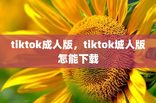 tiktok成人版，tiktok城人版怎能下载