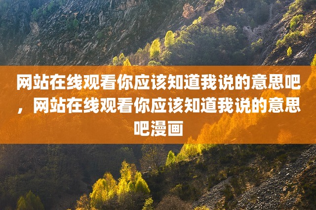 网站在线观看你应该知道我说的意思吧，网站在线观看你应该知道我说的意思吧漫画