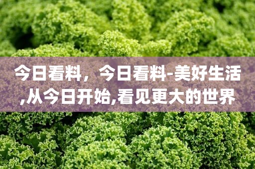今日看料，今日看料-美好生活,从今日开始,看见更大的世界