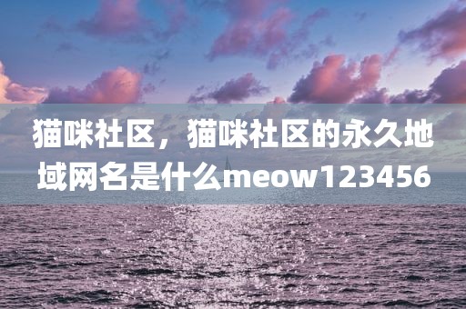 猫咪社区，猫咪社区的永久地域网名是什么meow123456