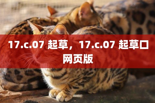 17.c.07 起草，17.c.07 起草口网页版