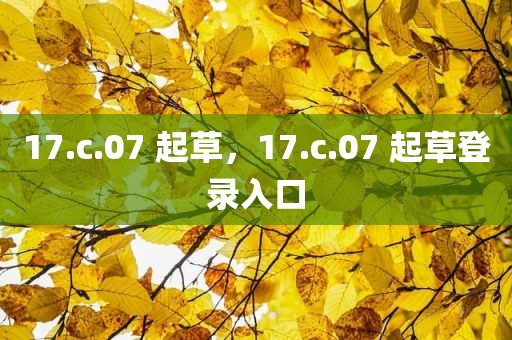 17.c.07 起草，17.c.07 起草登录入口