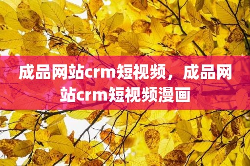 成品网站crm短视频，成品网站crm短视频漫画