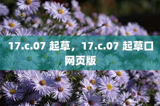 17.c.07 起草，17.c.07 起草口网页版
