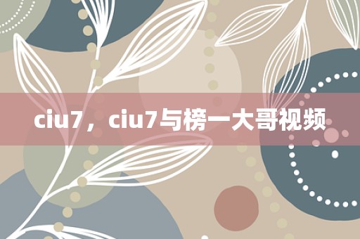 ciu7，ciu7与榜一大哥视频